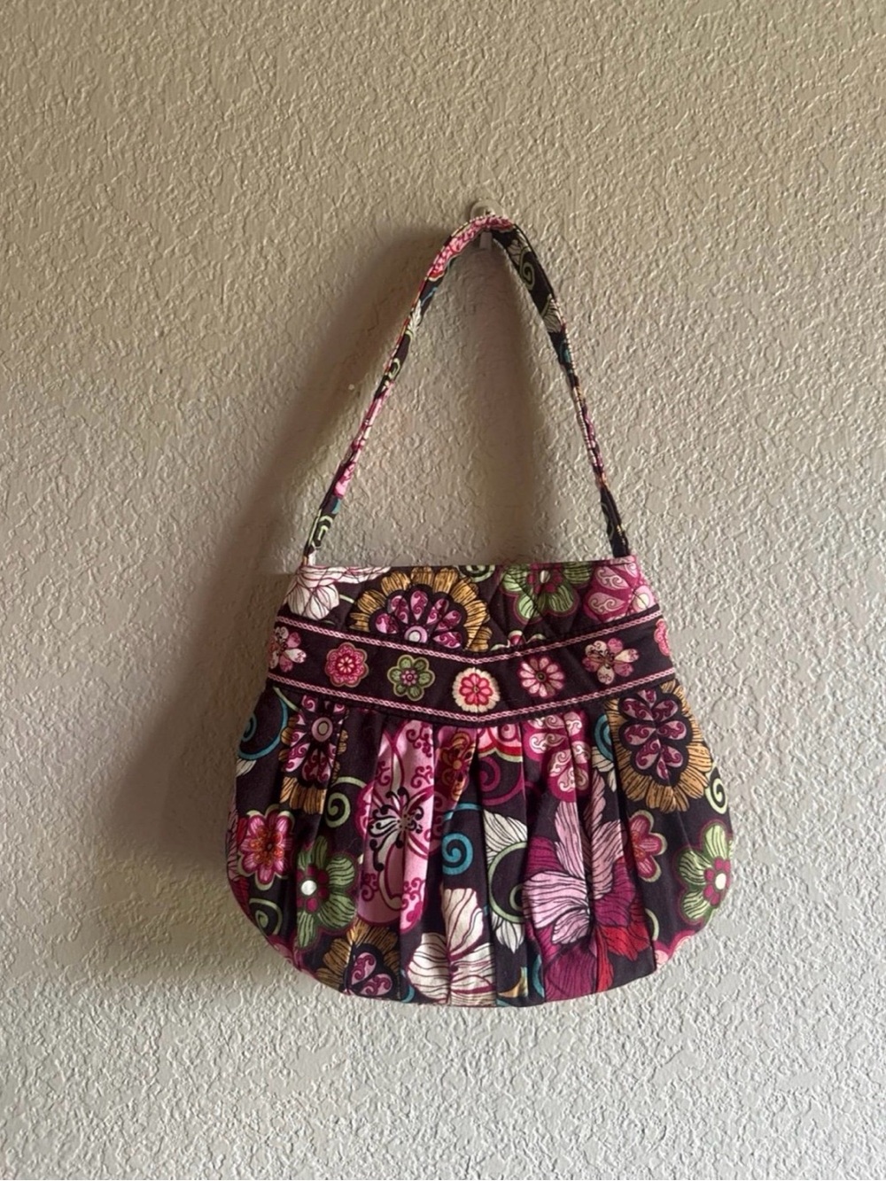 Vera Bradley Mod Floral Shoulder Bag - Pink/Brown Shoulder Bag Y2K